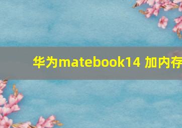 华为matebook14 加内存